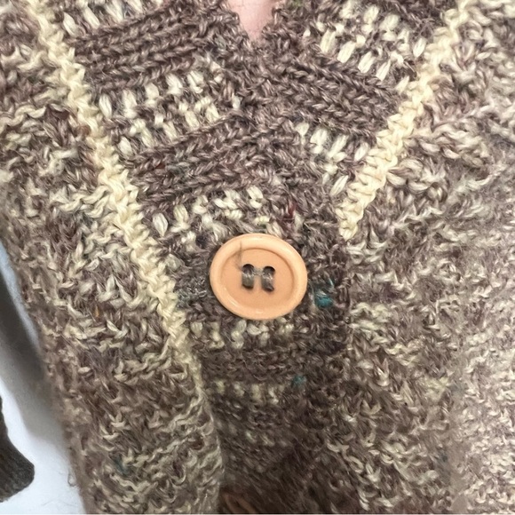Vintage Nomadic Traders 100% wool cardigan sweater in brown and tan size small - Picture 3 of 9